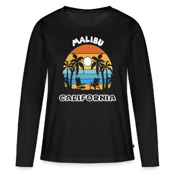 Tourisme Flamingo California Malibu Palm - T-shirt manches longues Premium bio Femme - noir - Devant - Julia (174cm)