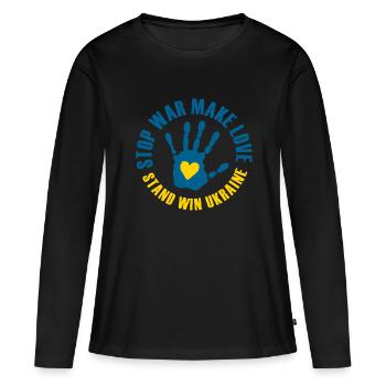 Win Ukraine booth - Women's Premium Organic Long Sleeve Shirt - black - Front - Julia (174cm)