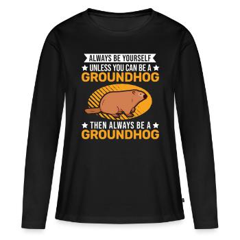Marmotte Marmotte Marmotte de la forêt Marmotte - T-shirt manches longues Premium bio Femme - noir - Devant - Julia (174cm)