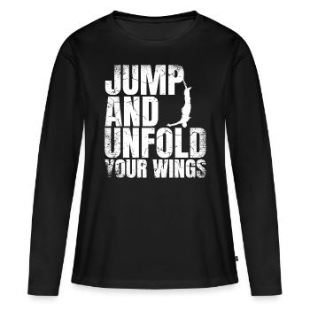 Sautez et dépliez vos ailes Saut à l’élastique - T-shirt manches longues Premium bio Femme - noir - Devant - Julia (174cm)