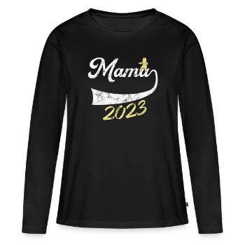 Maman 2023 - T-shirt manches longues Premium bio Femme - noir - Devant - Julia (174cm)