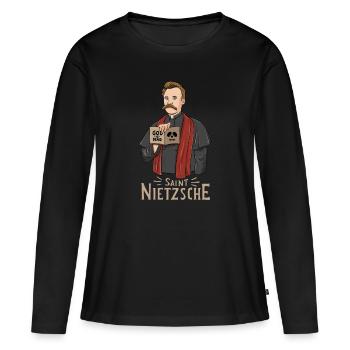 Philosophie de Saint Nietzsche - T-shirt manches longues Premium bio Femme - noir - Devant - Julia (174cm)