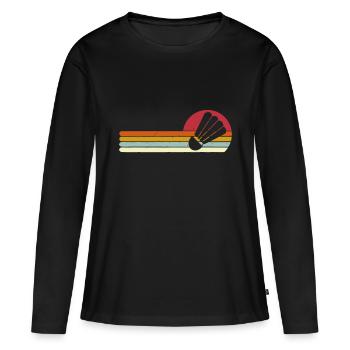 Badminton Volant Coucher de soleil Distressedbadminton l - T-shirt manches longues Premium bio Femme - noir - Devant - Julia (174cm)