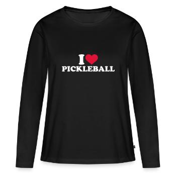 Ich liebe Pickleballluckypickleball obsessiveplay pic - Frauen Premium Bio Langarmshirt - Schwarz - Vorne - Julia (174cm)