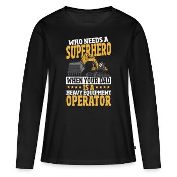 Opérateur de machine Opérateur de machine de construction Machines de construction - T-shirt manches longues Premium bio Femme - noir - Devant - Julia (174cm)