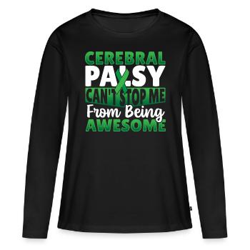 Paralysie cérébrale Warrior CP - T-shirt manches longues Premium bio Femme - noir - Devant - Julia (174cm)