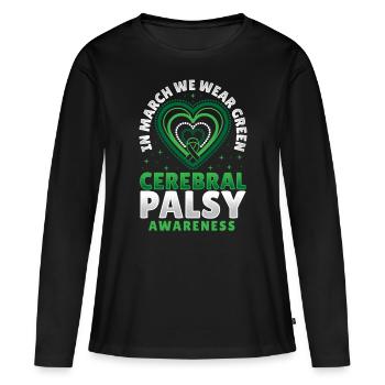 Paralysie cérébrale Warrior CP - T-shirt manches longues Premium bio Femme - noir - Devant - Julia (174cm)