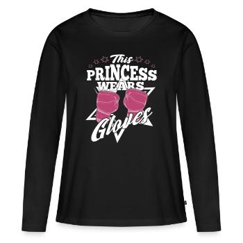 Boxe La princesse porte des gants de boxe roses - T-shirt manches longues Premium bio Femme - noir - Devant - Julia (174cm)