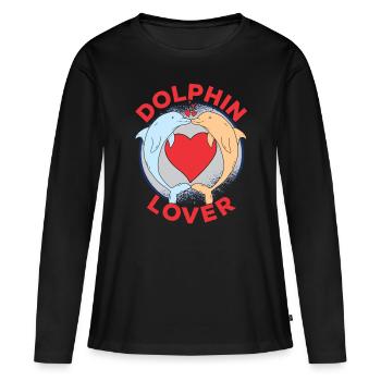 Amoureux des dauphins Dauphins Dauphins Dauphins - T-shirt manches longues Premium bio Femme - noir - Devant - Julia (174cm)