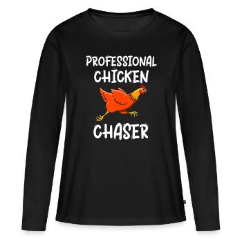 Chicken Professional Chaser Funny Chicken Farm Far - Women's Premium Organic Long Sleeve Shirt - black - Front - Julia (174cm)