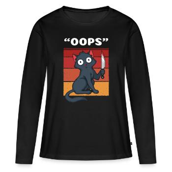 Oops Murderous Cat - Frauen Premium Bio Langarmshirt - Schwarz - Vorne - Julia (174cm)