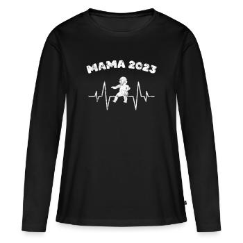 Maman 2023 - T-shirt manches longues Premium bio Femme - noir - Devant - Julia (174cm)