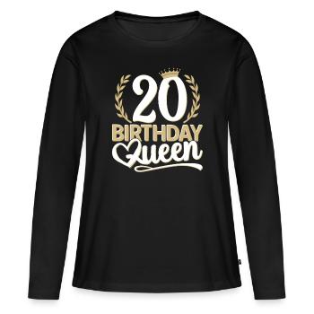 20. Geburtstag Frau 20 Jahre alt 20ter 20er Queen - Frauen Premium Bio Langarmshirt - Schwarz - Vorne - Julia (174cm)