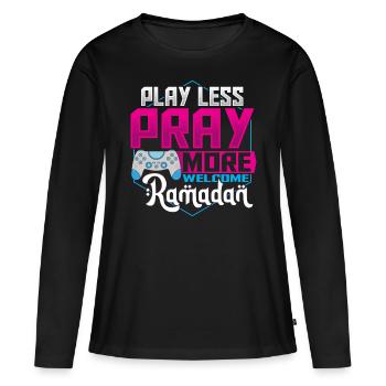 Ramadan Ramadan Moubarak Eïd islamique Moubarak - T-shirt manches longues Premium bio Femme - noir - Devant - Julia (174cm)