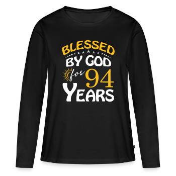 Vintage par Dieu Pour 94 ans Heureux 94ème Naissance - T-shirt manches longues Premium bio Femme - noir - Devant - Julia (174cm)