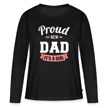 Fier nouveau papa, c’est une fête de révélation de sexe de fille - T-shirt manches longues Premium bio Femme - noir - Devant - Julia (174cm)