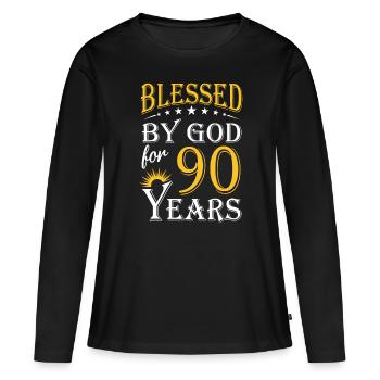 Vintage by God for 90 years Happy 90th Birthday - Women's Premium Organic Long Sleeve Shirt - black - Front - Julia (174cm)