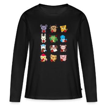 Un animal chinois mignon signe le Nouvel An lunaire - T-shirt manches longues Premium bio Femme - noir - Devant - Julia (174cm)