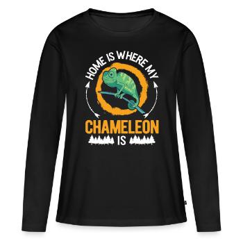 Caméléon Accueil Caméléon - T-shirt manches longues Premium bio Femme - noir - Devant - Julia (174cm)