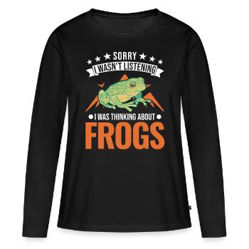 Grenouille cadeau Rainette - T-shirt manches longues Premium bio Femme - noir - Devant - Julia (174cm)