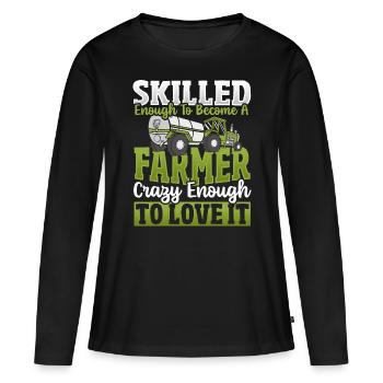 Landwirt Bauer Kuh Vieh Stier Hochlandrind Rinder - Frauen Premium Bio Langarmshirt - Schwarz - Vorne - Julia (174cm)