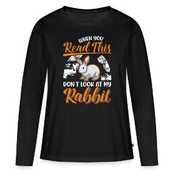Lapin lapin lapin lapin - T-shirt manches longues Premium bio Femme - noir - Devant - Julia (174cm)