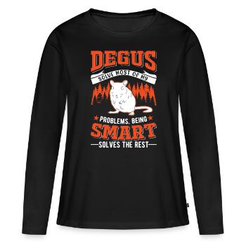Degu Cadeau Arbuste Rat Forest Degu - T-shirt manches longues Premium bio Femme - noir - Devant - Julia (174cm)