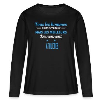 tous les hommes naissent égaux Athlètes - T-shirt manches longues Premium bio Femme - noir - Devant - Julia (174cm)
