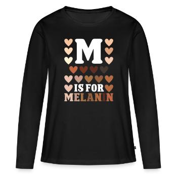 Black History Month M For Melanin African-Americans - Women's Premium Organic Long Sleeve Shirt - black - Front - Julia (174cm)