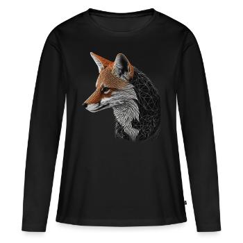 Tierliebhaber Geschenkidee Fuchs Rotfuchs Kunst - Frauen Premium Bio Langarmshirt - Schwarz - Vorne - Julia (174cm)