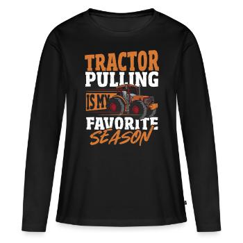Tracteur Pull est mon tracteur saisonnier préféré - T-shirt manches longues Premium bio Femme - noir - Devant - Julia (174cm)
