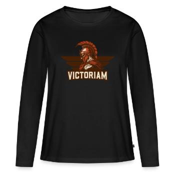 Spartan Warrior Victoriam Latin Victory Sport Logo - T-shirt manches longues Premium bio Femme - noir - Devant - Julia (174cm)