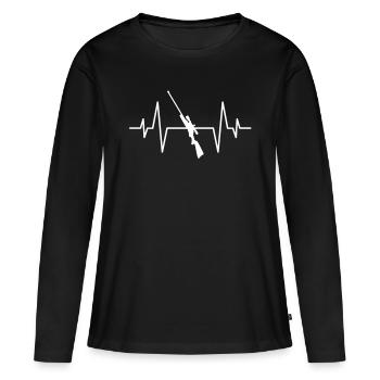 Fusil de chasse Heartbeat - T-shirt manches longues Premium bio Femme - noir - Devant - Julia (174cm)