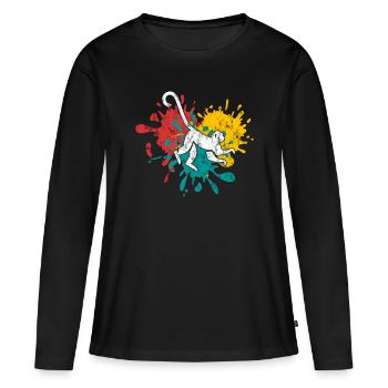Singe singe - T-shirt manches longues Premium bio Femme - noir - Devant - Julia (174cm)