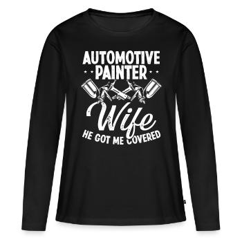 Painting Wife He got me Covered Car Painter - Women's Premium Organic Long Sleeve Shirt - black - Front - Julia (174cm)