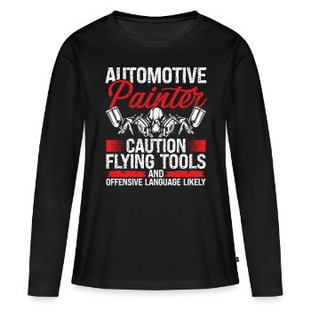 Painting Autobody Technician Car Detailer - Women's Premium Organic Long Sleeve Shirt - black - Front - Julia (174cm)