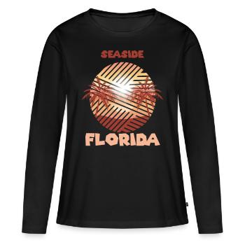 Rétro Coastal Florida Palm Ocean Surfing - T-shirt manches longues Premium bio Femme - noir - Devant - Julia (174cm)
