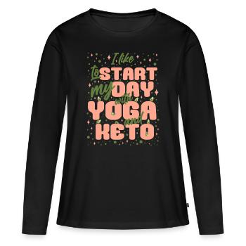 Ketosis Régime cétogène Régime Yoga Ketarian - T-shirt manches longues Premium bio Femme - noir - Devant - Julia (174cm)