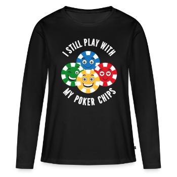 Joueur de poker Je joue toujours avec mes jetons de poker - Fu - T-shirt manches longues Premium bio Femme - noir - Devant - Julia (174cm)