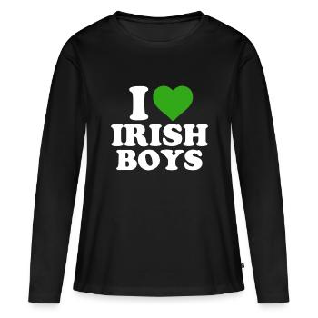 I Love Irish Boys Funny St Patrick's Day Heart Sha - Women's Premium Organic Long Sleeve Shirt - black - Front - Julia (174cm)