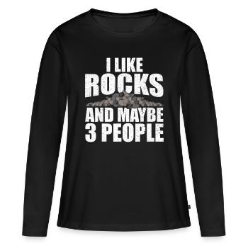 Collectionneur de roches pour hommes femmes Rockhound Geology Roc - T-shirt manches longues Premium bio Femme - noir - Devant - Julia (174cm)