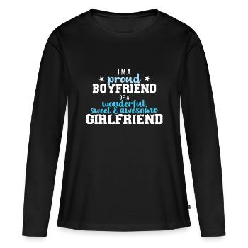 Fier petit ami d’une fille merveilleuse et douce - T-shirt manches longues Premium bio Femme - noir - Devant - Julia (174cm)