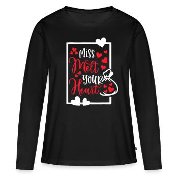 Miss Melt Your Heart Cute Girl Kids Valentine's Da - Women's Premium Organic Long Sleeve Shirt - black - Front - Julia (174cm)