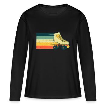 Patin à roulettes vintage pour patineur à roulettes Hommes - T-shirt manches longues Premium bio Femme - noir - Devant - Julia (174cm)