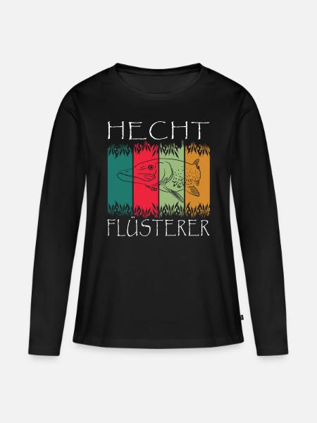 Hecht Flüsterer Angler Hechte Angeln - Frauen Premium Bio Langarmshirt - Schwarz