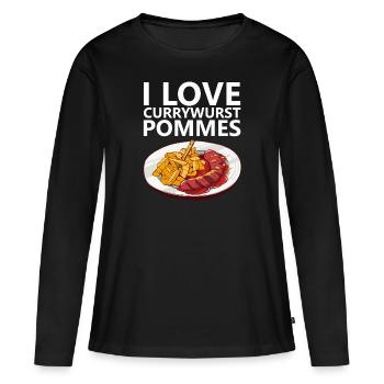 Currywurst Frites Bratwurst Ruhrpott Ruhrgebiet - T-shirt manches longues Premium bio Femme - noir - Devant - Julia (174cm)