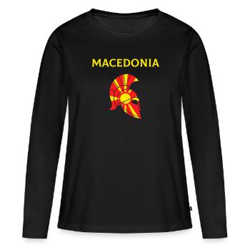 Macedonia flag, Ancient macedonia - Frauen Premium Bio Langarmshirt - Schwarz - Vorne - Julia (174cm)