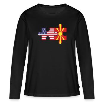 Macedonia american flag, macedonia - Frauen Premium Bio Langarmshirt - Schwarz - Vorne - Julia (174cm)