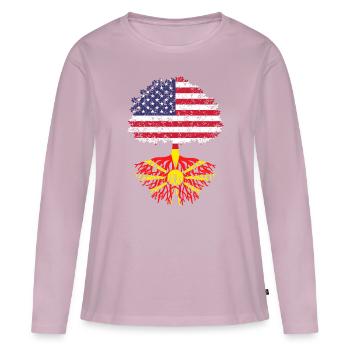 Macedonia american flag, tree macedonia - Frauen Premium Bio Langarmshirt - Altrosa - Vorne - Julia (174cm)