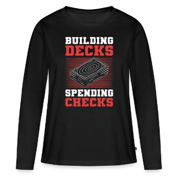 Construire des decks Chèques de dépenses Jeux de cartes à collectionner - T-shirt manches longues Premium bio Femme - noir - Devant - Julia (174cm)